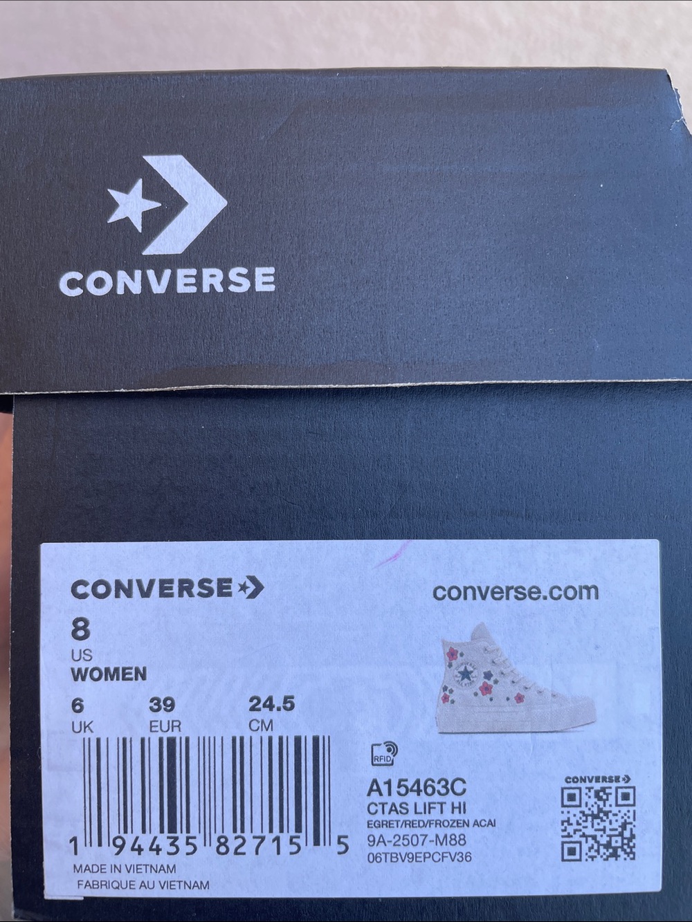 NEW Converse Chuck Taylor All Star Lift Platform Embroidered Flowers - size 8 - Picture 5 of 7